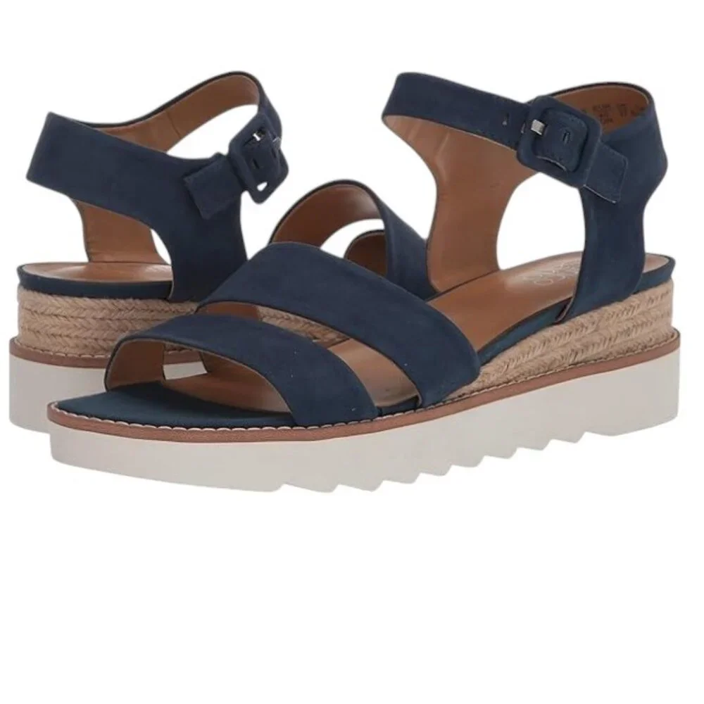 Franco Sarto Women's Navy Suede Colton Espadrille Wedge Sandal